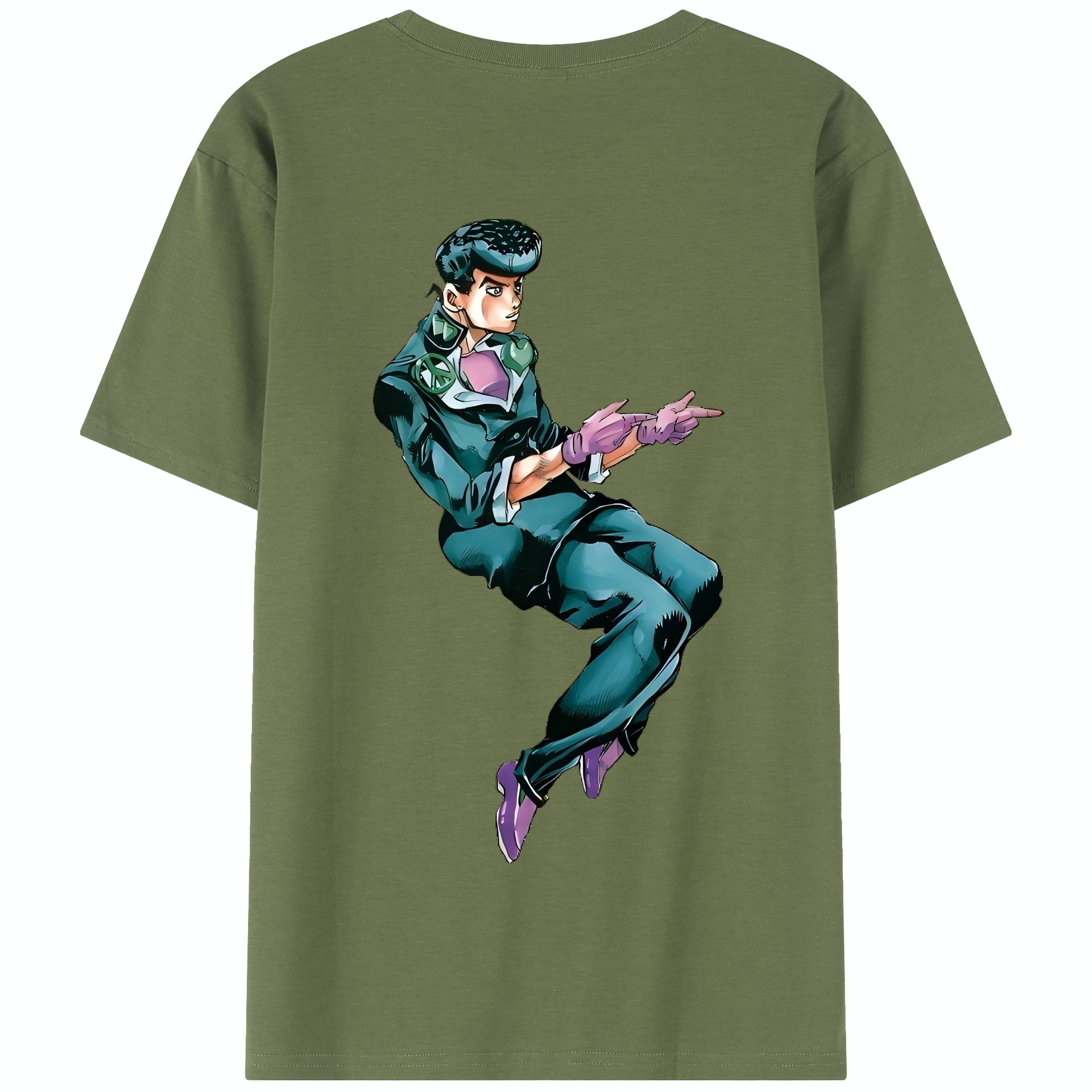 （画像用） ジョジョの奇妙な冒険 ひがしかた じょうすけ JoJo's Bizarre Adventure Higashikata Josuke 綿100％半袖Tシャツ（背面プリント）